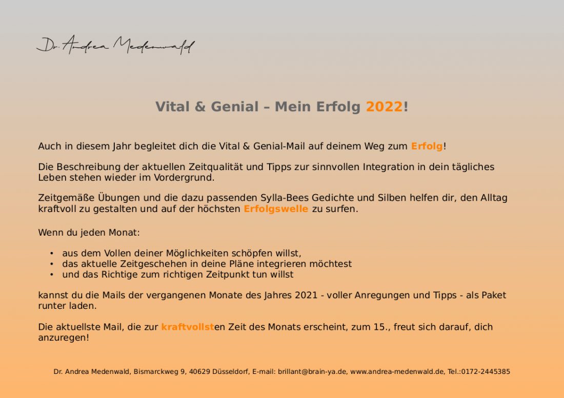 Vital  & Genial - Mein Erfolg 2022